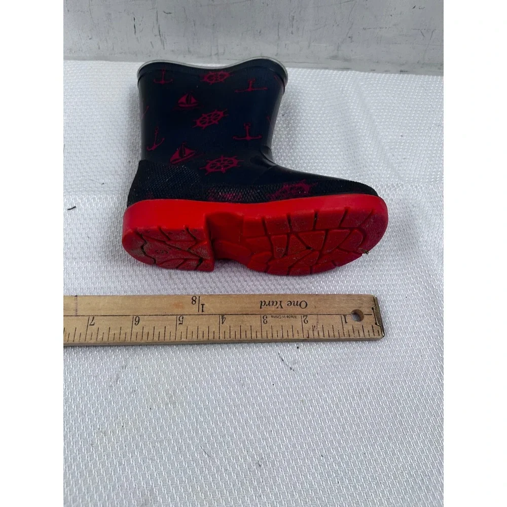 Disney‎ Mickey Mouse Rain Boots Size 6 Navy Red Nautical Waterproof Kids